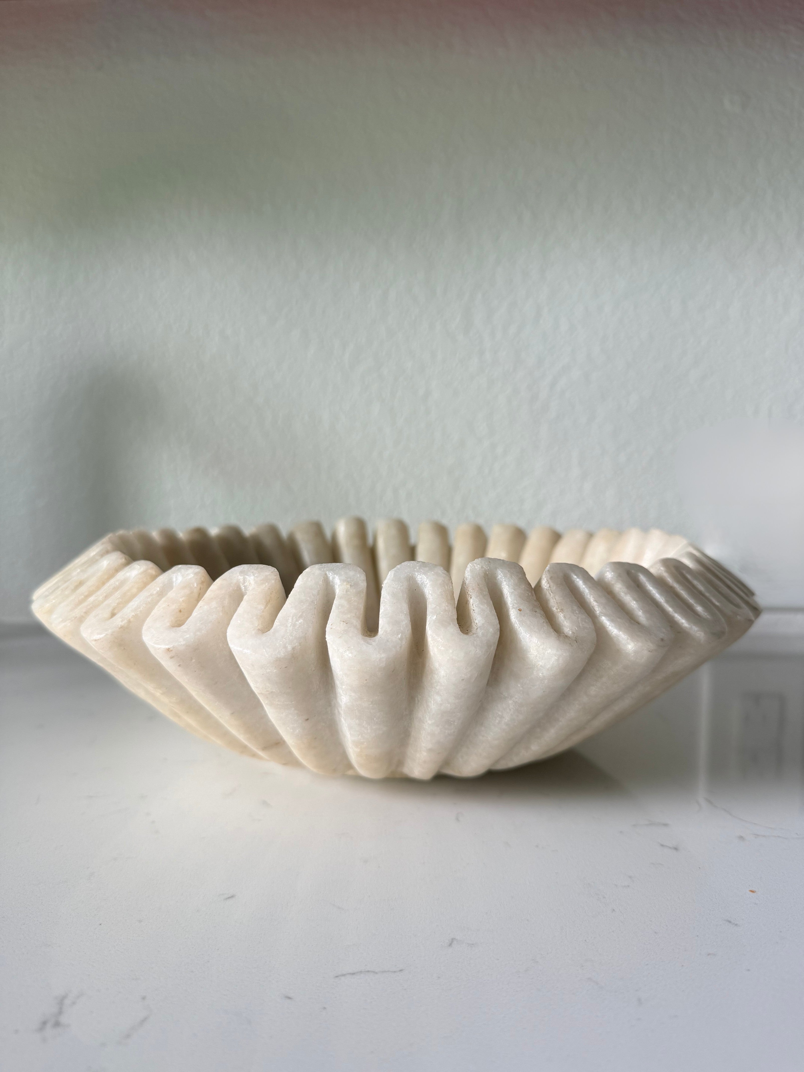 Hand-Carved Alabaster Bowl | Vintage
