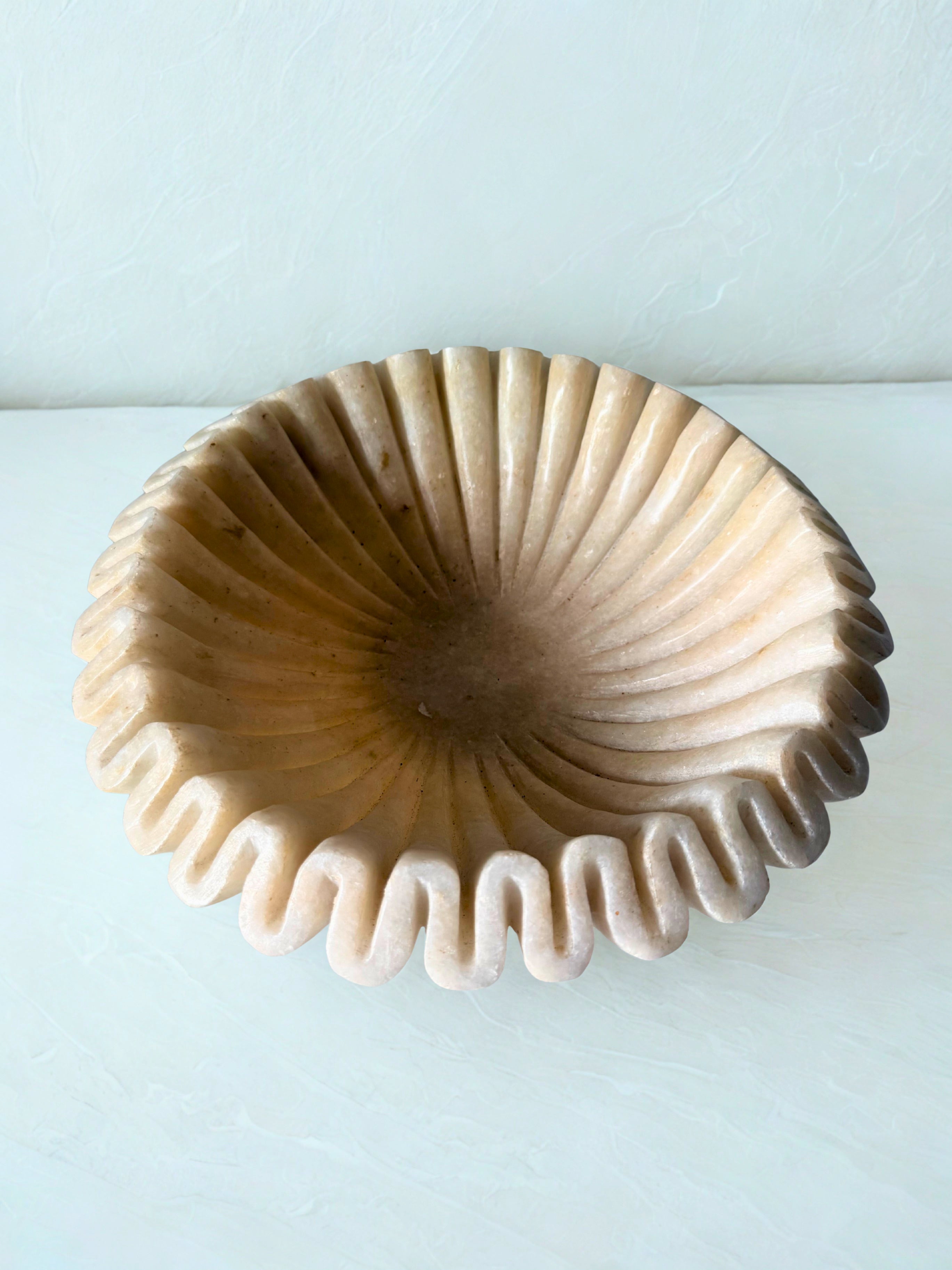 Hand-Carved Alabaster Bowl | Vintage