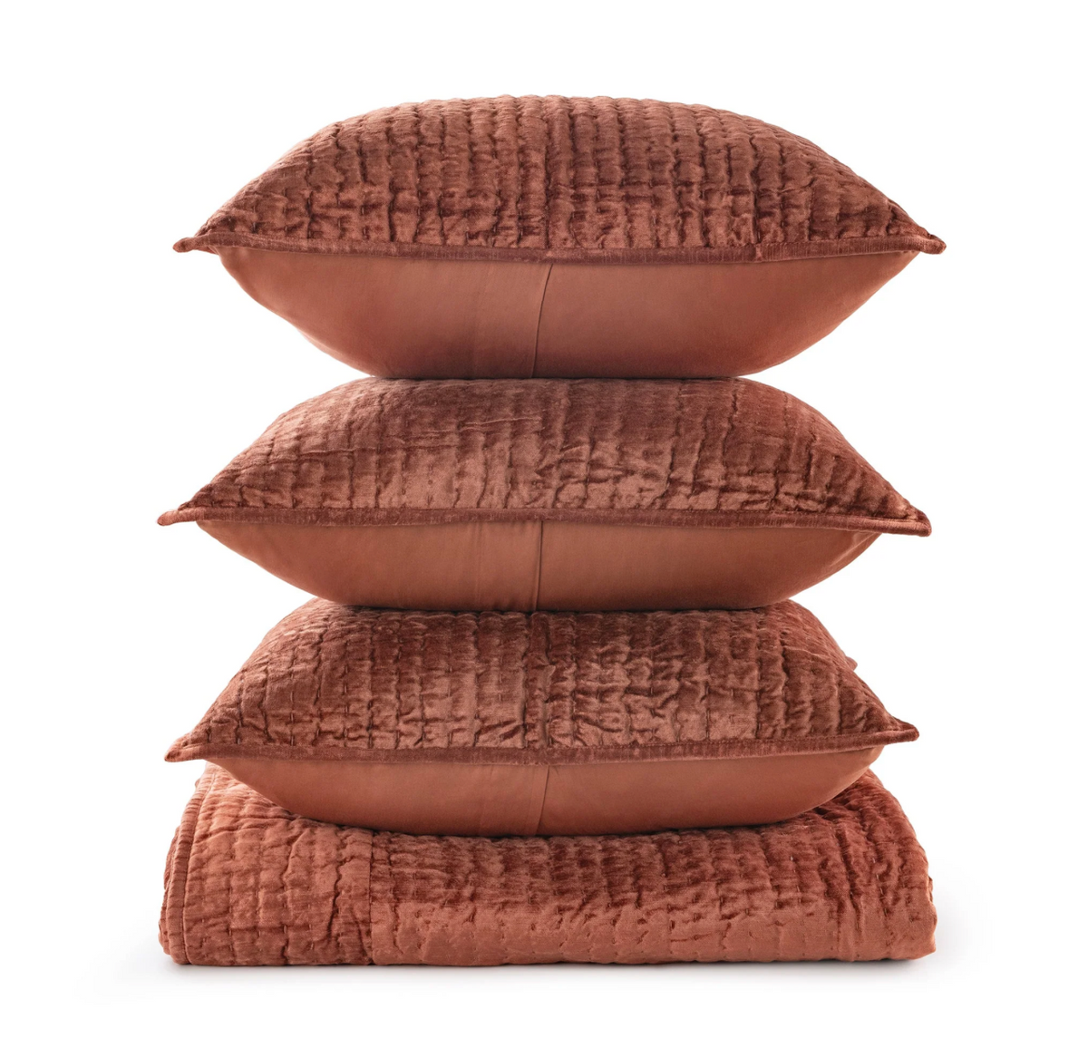 Bari Velvet Quilt Collection | Terracotta