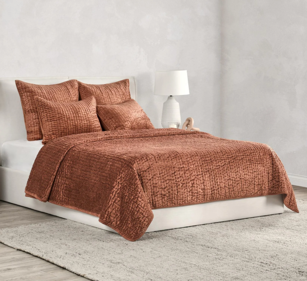 Bari Velvet Quilt Collection | Terracotta