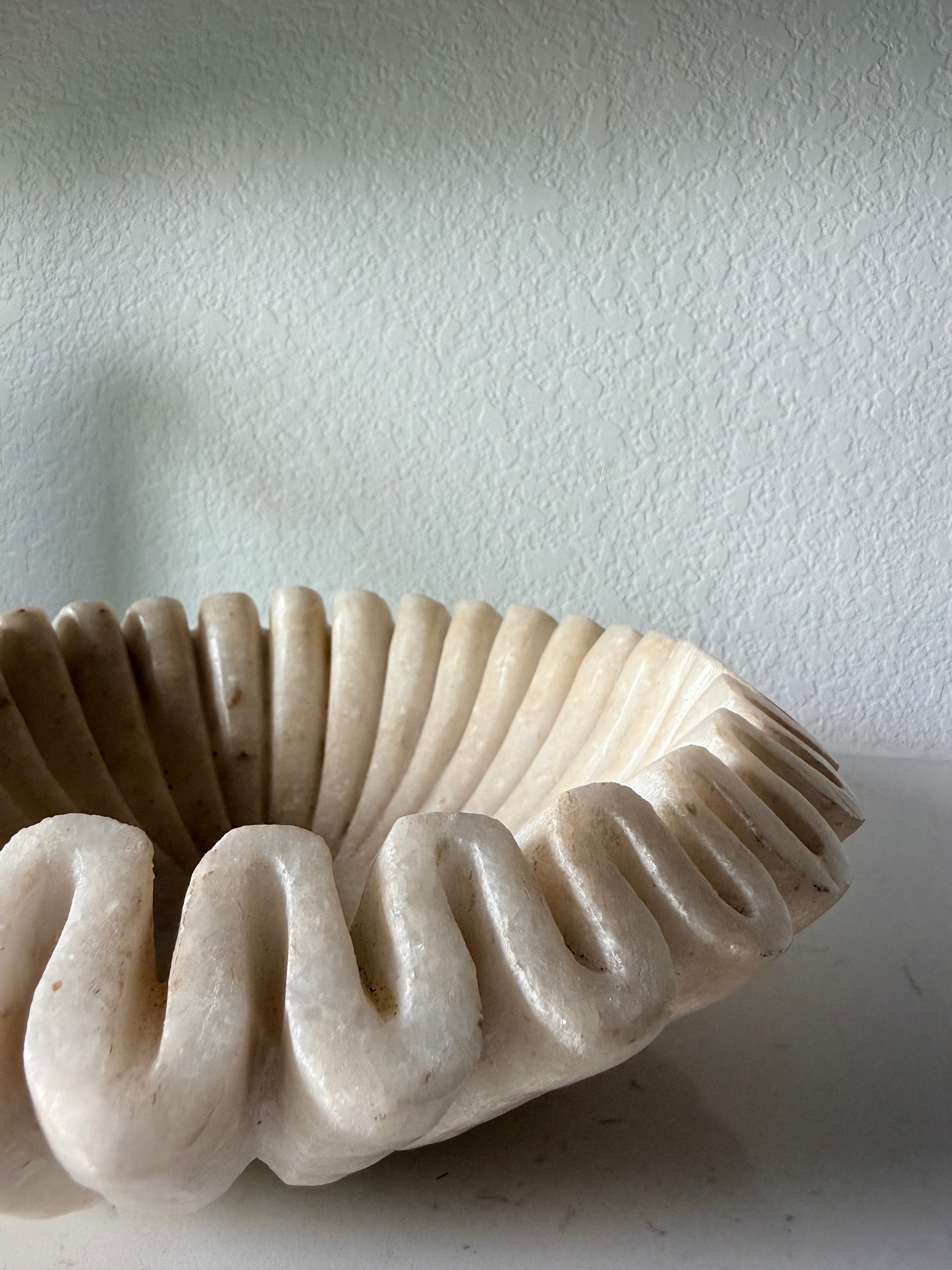 Hand-Carved Alabaster Bowl | Vintage